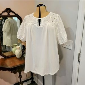 NEW 2X White Eyelet Blouse